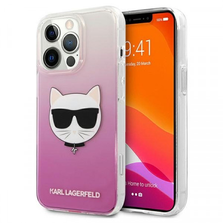 Оригинален твърд гръб KARL LAGERFELD Choupette Head KLHCP13XCTRP - iPhone 13 Pro Max розов