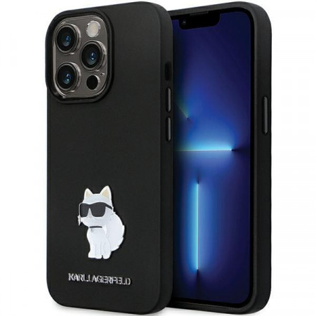 Оригинален твърд гръб KARL LAGERFELD Silicone C Metal Pin KLHCP14LSMHCNPK - iPhone 14 Proчерен