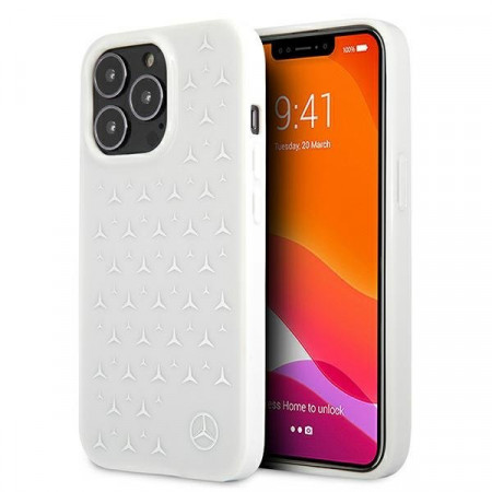 Оригинален твърд гръб MERCEDES Stars MEHCP13LESPWH - iPhone 13 Pro сребристобял