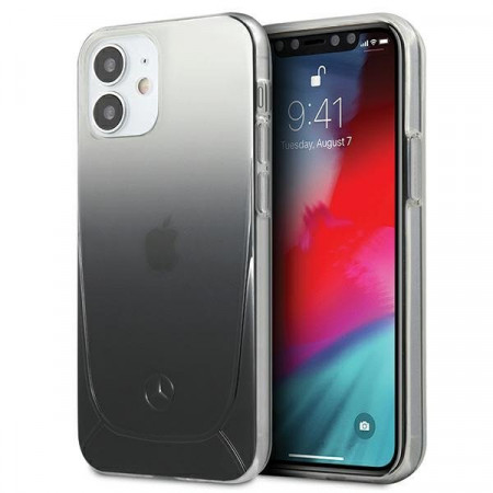 Оригинален твърд гръб MERCEDES Transparent MEHCP12SARGBK - iPhone 12 mini черен / прозрачен