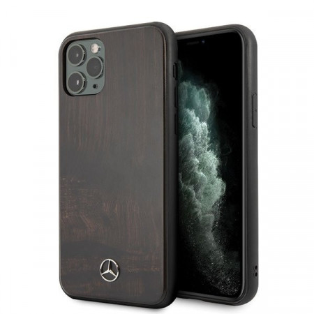 Оригинален твърд гръб MERCEDES Wood MEHCN65VWOBR - iPhone 11 Pro Max кафяв