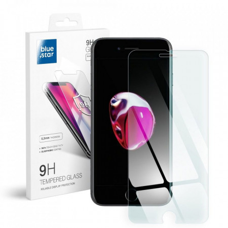 Плосък закален стъклен протектор Blue Star - iPhone 7 Plus / 8 Plus (за дисплей и за гръб) прозрачен