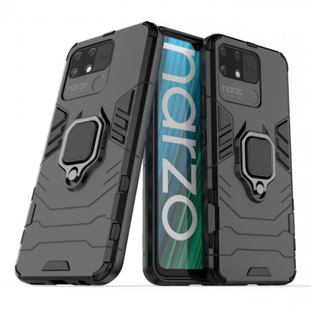 Подсилен гръб със стойка Ring Armor - Realme Narzo 50A черен