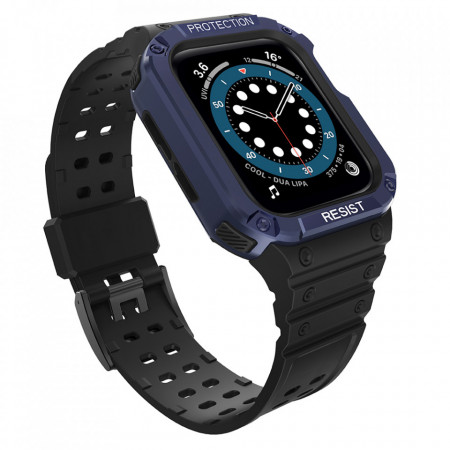 Подсилен калъф за корпус с каишка Protect - Apple Watch 45mm Series 9 / 45mm Series 8 / 45mm Series 7 / 44mm SЕ (2nd gen) / 44mm SE / 44mm Series 6 / 44mm Series 5 / 44mm Series 4 / 42mm Series 3 / 42mm Series 2 черен