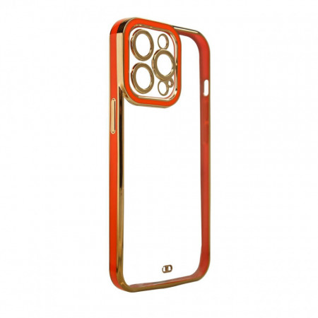 Прозрачен гръб с гел рамка Fashion - iPhone 12 Pro Max червен