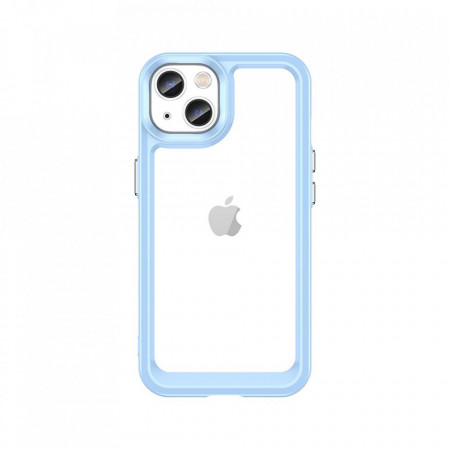Прозрачен гръб с гел рамка Outer Space - iPhone 13 син