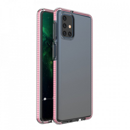 Прозрачен силиконов гръб с цветен кант Spring - Samsung Galaxy M31s светлорозов