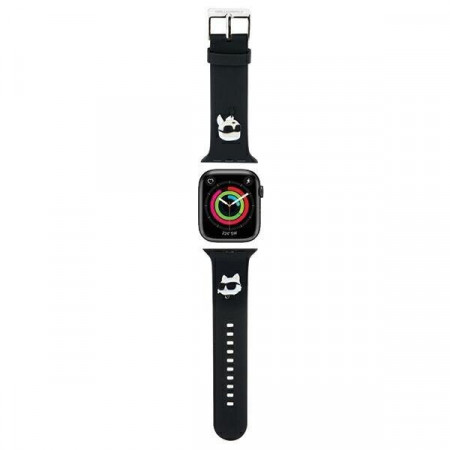 Силиконова каишка Karl lagerfeld 3D Rubber Karl & Choupette Heads strap - Apple Watch 41mm Series 9 / 41mm Series 8 / 41mm Series 7 / 40mm Series 6 / 40mm SE / 40mm Series 5 / 40mm Series 4 / 38mm Series 3 / 38mm Series 2 / 38mm (1st gen) черен