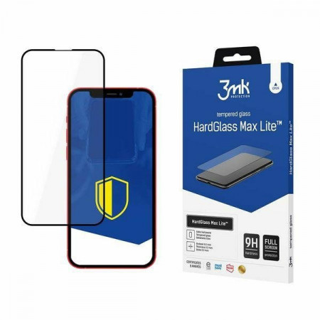 Стъклен протектор с пълно покритие 3mk Hard Glass Max Lite - iPhone 13 / 13 Pro / 14 с черна рамка