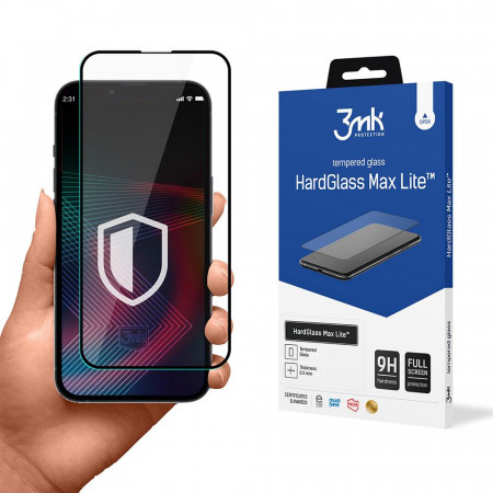 Стъклен протектор с пълно покритие 3mk Hard Glass Max Lite - iPhone 14 Pro с черна рамка