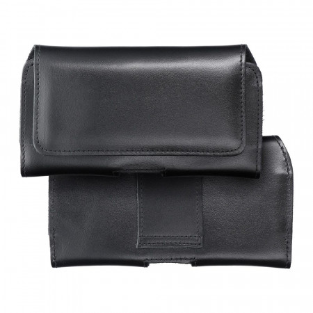 Универсален калъф за колан Royal Leather размер XXL - Samsung A21s / S20 Ultra / S21 Ultra / A70 / A71 / Xiaomi Redmi 9 / Huawei P Smart Pro черен