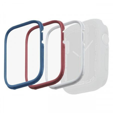 3 бр. рамки за UNIQ Moduo - Apple Watch 45mm Series 8 / 45mm Series 7 / 44mm SE / 44mm Series 6 / 44mm Series 5 / 44mm Series 4 син / червен / бял