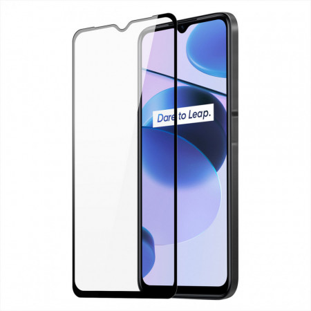9D закален стъклен протектор с пълно покритие DUX DUCIS съвместим с гръб - Realme C35 с черна рамка