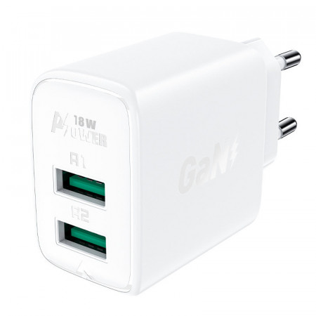ACEFAST зарядно 2x USB 18W QC 3.0, AFC, FCP бял (A33 бял)