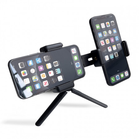 Dual adjustable smartphone holder with tripod (E-type live dual camera) черен