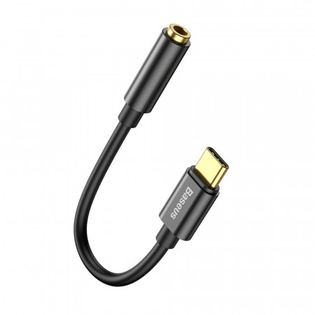 Адаптер за слушалки BASEUS L54 USB Type C към мини жак 3.5mm DAC конвертор, 24 bit, 48 KHz (CATL54-01) черен