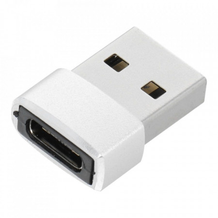 Адаптер USB Type C към USB 2.0 сребърен
