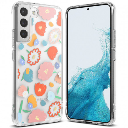 Гръб с гел рамка RINGKE Fusion Armor - Samsung Galaxy S22+ (флорал) прозрачен