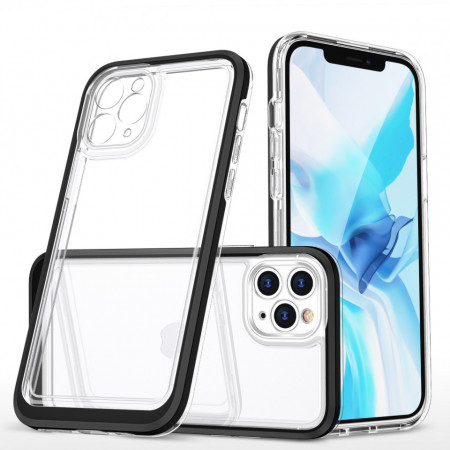 Гръб Clear 3в1 с гел рамка - iPhone 11 Pro Max черен