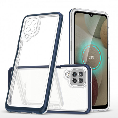 Гръб Clear 3в1 с гел рамка - Samsung Galaxy A22 син