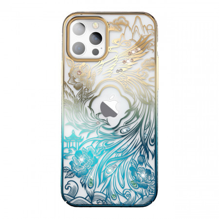 Гръб KINGXBAR Phoenix - iPhone 14 Plus златист / син