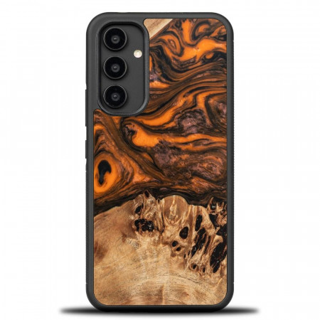 Дървен гръб BEWOOD Unique Wood and Resin - Samsung Galaxy A54 5G оранжев / черен