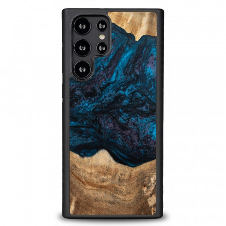 Дървен гръб BEWOOD Unique Wood and Resin - Samsung Galaxy S22 Ultra Neptune тъмносин / черен