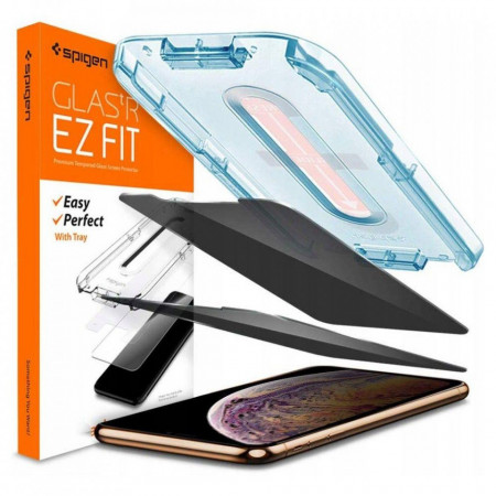Закален стъклен протектор SPIGEN Align Master TR с филтър за поверителност и инструмент за поставяне - iPhone 11 / XR