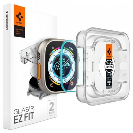 Закален стъклен протектор SPIGEN GLAS.TR ”EZ FIT” 2-PACK APPLE WATCH Ultra (49 MM) CLEAR
