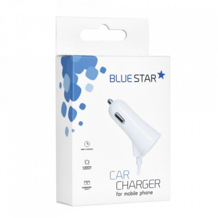 Зарядно за кола - iPhone 5 / 6 / 6s / 7 / 8 / X with data кабел Plus USB socket 3A Blue Star бял
