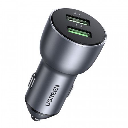Зарядно за кола UGREEN 36W 2x USB Type A 36W QC SCP FCP AFC (CD213 10144) сиво