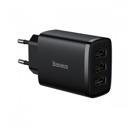 Зарядно за стена BASEUS 17W 3x USB Type A (CCXJ020101) черно