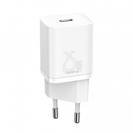 Зарядно за стена BASEUS Super Si 1C 25W USB Type C PD QC (CCSP020102) бяло
