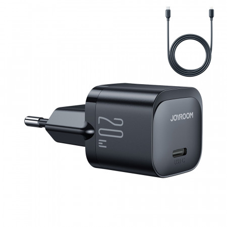 Зарядно за стена JOYROOM JR-TCF02 20W USB Type C PD + кабел USB Type C към Lightning черно