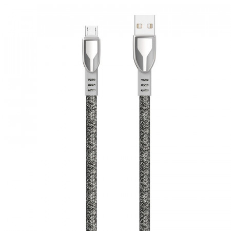 Кабел за зареждане и данни с оплетка DUDAO от цинкова сплав USB Type A към Micro USB 5A 1m (L3ProM) сив