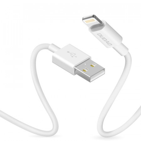 Кабел за зареждане и данни с оплетка DUDAO USB Type A към Lightning 3A 1m (L1L) бял