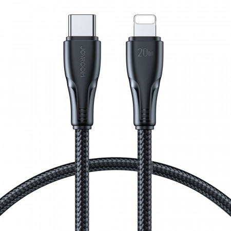 Кабел за зареждане и данни с оплетка JOYROOM Surpass USB Type C към Lightning с бързо зареждане 20W 1.2m черен (S-CL020A11)
