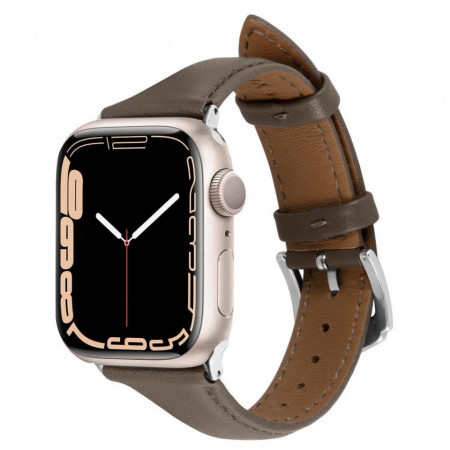Каишка за часовник от естествена кожа Spigen Cyrill Kajuk - Apple Watch Leather Strap 4/5/6/7/8 / SE 40/41 mm khaki