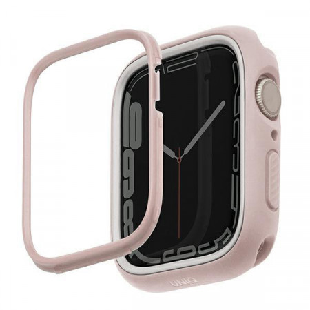 Калъф за корпус с рамка UNIQ Moduo - Apple Watch 45mm Series 8 / 45mm Series 7 / 44mm SE / 44mm Series 6 / 44mm Series 5 / 44mm Series 4 розов / бял