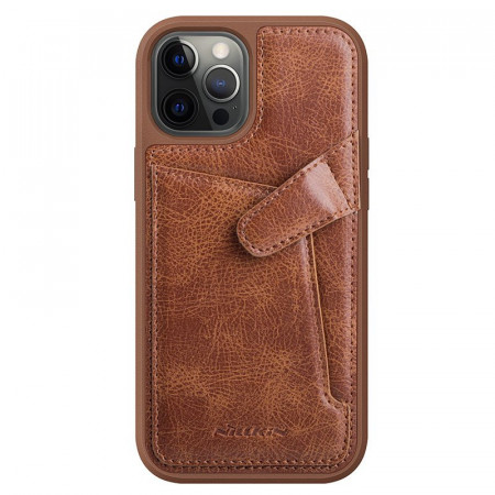 Кожен гръб с джоб за карти NILLKIN Aoge - iPhone 12 mini кафяв