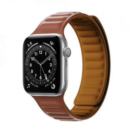Магнитна стоманена каишка за часовник - Apple Watch 41mm Series 7 кафяв