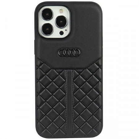 Оригинален гръб от естествена кожа AUDI Genuine Leather AU-TPUPPCIP13PM-Q8 / D1-BK - iPhone 13 Pro Max черен