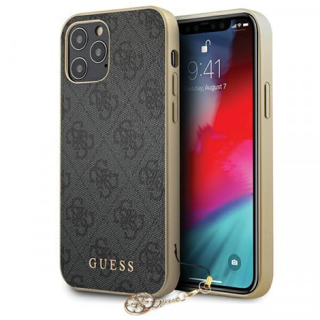 Оригинален гръб GUESS 4G Charms GUHCP12MGF4GGR - iPhone 12 / 12 Pro сив