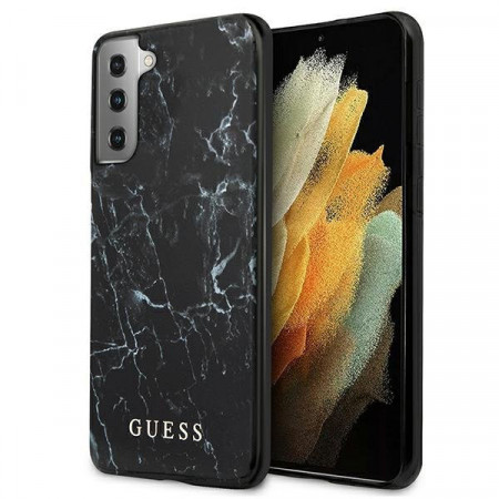 Оригинален гръб GUESS Marble GUHCS21 5GMPCUMABK - Samsung Galaxy S21+ 5G черен
