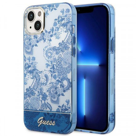 Оригинален гръб GUESS Porcelain GUHCP14MHGPLHB - iPhone 14 Plus син