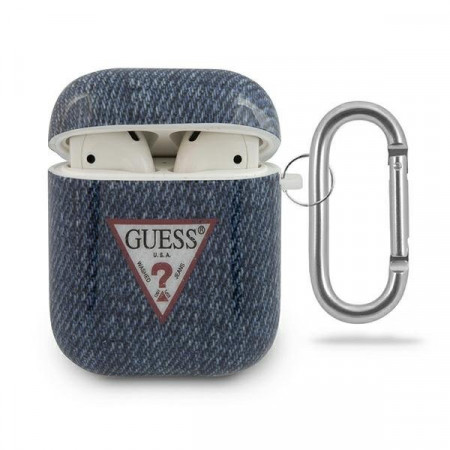 Оригинален калъф за слушалки GUESS Jeans GUACA2TPUJULDB - AirPods 1 / 2 сив / тъмносин