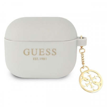 Оригинален калъф за слушалки GUESS Silicone Charm 4G GUA3LSC4EG - AirPods 3 сив