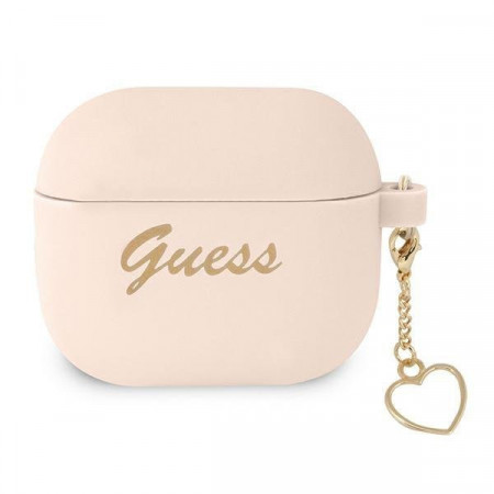 Оригинален калъф за слушалки GUESS Silicone Charm GUA3LSCHSP - AirPods 3 розов