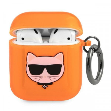 Оригинален калъф за слушалки Karl LAGERFELD Choupette KLA2UCHFO - AirPods Choupette оранжев