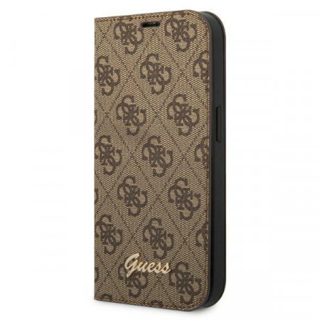 Оригинален калъф тип книга GUESS 4G Vintage Gold Logo GUBKP14LHG4SHW - iPhone 14 Pro кафяв